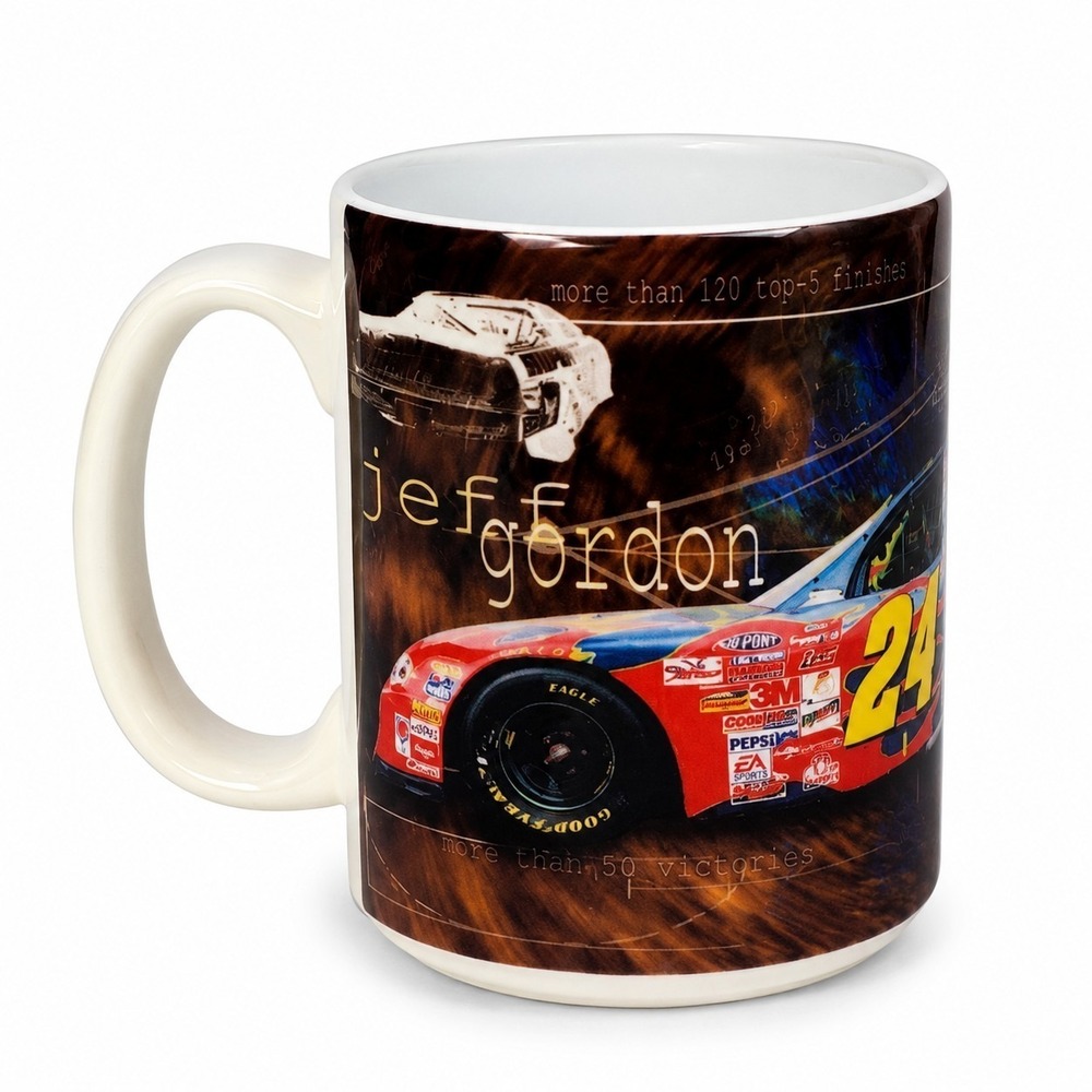 Jeff Gordon #24 NASCAR Racing Ceramic Coffee Mug DuPont Collectible Cup 15 oz
